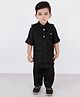 BAD BOYS Full Sleeves Kurta & Pajama With Thread Work Embroidered Jacket - Black