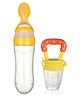 Joy Buzz Baby Squeezy Silicone Spoon Food Feeder and Fruit Feeder Pacifier Combo Of 2 - Yellow