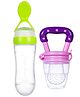 Joy Buzz Baby Squeezy Silicone Spoon Food Feeder and Fruit Feeder Pacifier Combo Of 2 - Green & Purple