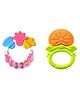 Joy Buzz Baby Silicone Rattle & Fruit Teether Pack Of 2 - Pink & Yellow