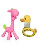 Joy Buzz Baby Silicone Giraffe & Duck Shape Teether Pack Of 2 - Pink & Yellow