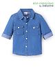 Babyoye Denim Woven Full Sleeves Regular Collar Solid Shirt  - Blue