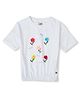 GINI & JONY Half Sleeves Floral Applique Detailed & Text Printed Top - White