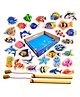 PLUSPOINT Wooden Fishing Magnetic Toy Set Fishing Game 30 Piece Fishes 2 Sticks 1 Tray Wooden Magnetic Fishing Travel Table Toy Christmas Birthday Gift (Fish Game)
