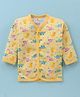 Child World Interlock Knit Full Sleeves Front Open Vests Dino Print- Gold