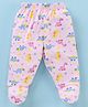 Child World Interlock Knit Footed Bootie Leggings With Dinosaurs Print - Light Pink