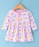 Child World Interlock Knit Full Sleeves Front Open Frock with Dino Print - Pink