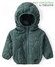 Babyoye Woven Full Sleeves Padded Hooded Jacket with Quilted Design & Star Applique - Green