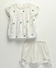 Shilpshakti Cotton  Half Sleeves  Hearts Printed Top And Shorts Set - White