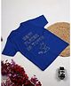 Shilpshakti Half Sleeves New Player In Town Text Embroidered Tee - Blue