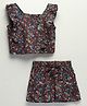 Shilpshakti Cotton Frilled Sleeves Floral Printed Crop Top And Short Set - Red