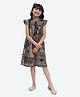 Shilpshakti Cotton Cap Sleeves Abstract Printed Dress - Black