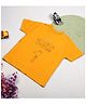 Shilpshakti Single Jersey Half Sleeves Text Embroidered  Tee - Yellow