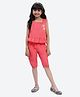 Shilpshakti Cotton Sleeveless Floral Embroidered Top And Capri Set - Pink