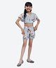 Shilpshakti Cotton Half Sleeves Floral Printed Crop Top And Short Set - Green
