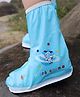 Yellow Bee Space Theme Detailed Waterproof Rain Shoes Cover - Blue