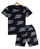 CAVIO Cotton Half Sleeves Typographic Printed T-Shirt And Shorts Set - Black