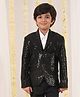Vastramay Cotton Blend Full Sleeves Sequin Embellished Blazer - Black