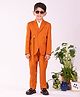 Vastramay Cotton Blend Full Sleeves Solid Shirt Blazer And Pant Set - Orange And White