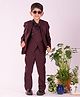 Vastramay Cotton Blend Full Sleeves Solid Shirt Waistcoat Blazer And Pant Set - Maroon And Black