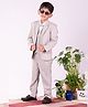 Vastramay Cotton Blend Full Sleeves Solid Shirt Waistcoat Blazer And Pant Set - Grey And White