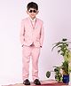Vastramay Cotton Blend Full Sleeves Solid Shirt Waistcoat Blazer And Pant Set - Pink And White