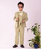 Vastramay Cotton Blend Full Sleeves Solid Shirt Waistcoat  Blazer And Pant Set - Green And White