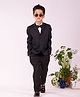 Vastramay Cotton Blend Full Sleeves Solid Shirt  Blazer And Pant Set - Black And White