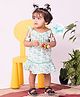 Vastramay Cotton Sleeveless Animal Printed A Line Dress - Aqua