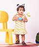Vastramay Cotton Sleeveless Animal Printed A Line Dress - Yellow
