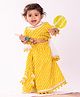 Vastramay Cotton Half Sleeves  Leheriya Printed Lehenga Choli With Dupatta Set - Yellow