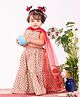 Vastramay Cotton Sleeveless  Floral Printed Lehenga Choli With Dupatta Set - Mint Green