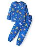Babyhug Cotton Knit Full Sleeves  Night Suit With Animals Print - Blue