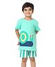 Plan B Cotton Knit Half Sleeves Snail Printed Shorts & Tee Nightsuit - Green