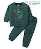 Babyoye 100% Cotton Knit Full Sleeves T-Shirt & Lounge Pants Set With Cargo Pockets & Dino Print - Green
