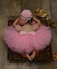 TINY MINY MEE Bow Detailed Shimmer Tutu Skirt & Floral Lace Applique Headband Set - Pink