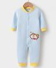 Kookie Kids Full Sleeves Winter Wear Romper with Tiger Print - Blue