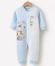 Kookie Kids Full Sleeves Winter Wear Romper with Puppy & Text Print - Blue & White