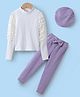 Kookie Kids Full Sleeves Party Top & Bottom Set with Bow Applique - Lavender