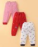 Mini Donuts 100% Cotton Interlock Knit Full Length Striped Lounge Pants Vehicle Print Pack of 3 - Multicolour