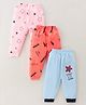 Mini Donuts 100% Cotton Interlock Knit Full Length Lounge Pants with Space Theme & Text Print Pack of 3 - Multicolour