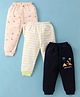 Mini Donuts 100% Cotton Knit Full Length Lounge Pants With Dinosaurs Print Pack Of 3 - Multicolor