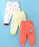 Mini Donuts 100% Cotton Interlock Knit Full Length Striped Lounge Pants with Duck Print Pack of 3 - White Green & Orange