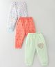 Mini Donuts  100% Cotton Interlock Knit Full Length Lounge Pants with Floral & Heart Print Pack of 3 - Multicolour
