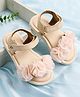 Babyoye Sandals with Velcro Closure & Floral Applique - Peach