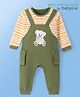 Babyoye 100% Cotton With Eco Jiva Finish Knit Full Sleeves Rompers With Bear Patch Applique - Multicolour