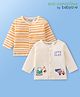 Babyoye  100% Cotton Knit With Eco- Jiva Finish Full Sleeves Striped Print & Truck Embroidery Vests  Pack of 2 - Multicolour