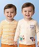 Babyoye  100% Cotton Knit With Eco- Jiva Finish Full Sleeves Striped Print & Truck Embroidery Vests  Pack of 2 - Multicolour