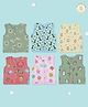 A Toddler Thing  Organic Muslin Cotton Pack Of 6  Sleeveless Floral & Animal Printed Jhablas - Blue Pink & Yellow