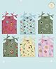 A Toddler Thing Organic Muslin Cotton Pack Of 6 Sleeveless Floral And Animal Printed Jhablas - Blue Pink & Yellow